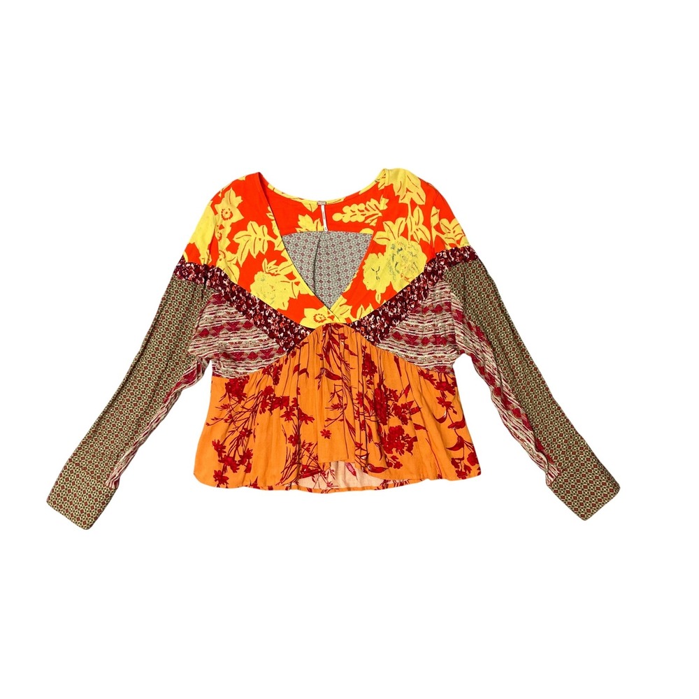 Free People Boho Aloha State Of Mind Floral Empire Waist Shirt Medium Cottage